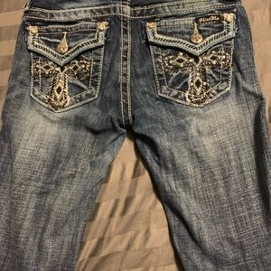 Miss Me Blue Denim Shorts with Silver Embellishments